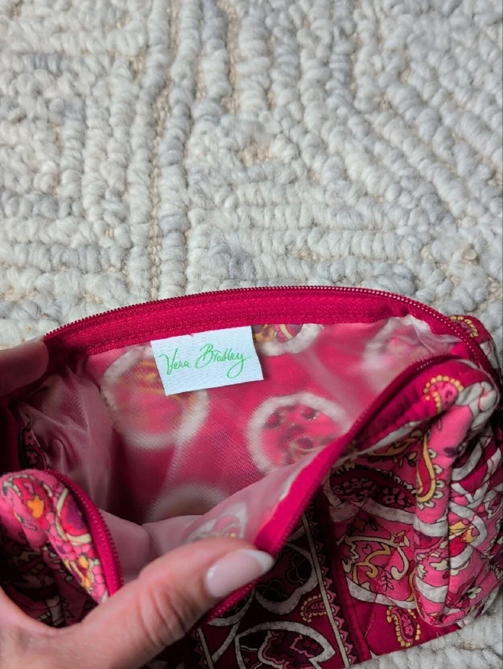 Vera Bradley Hot Pink Paisley Quilted Cosmetic Case